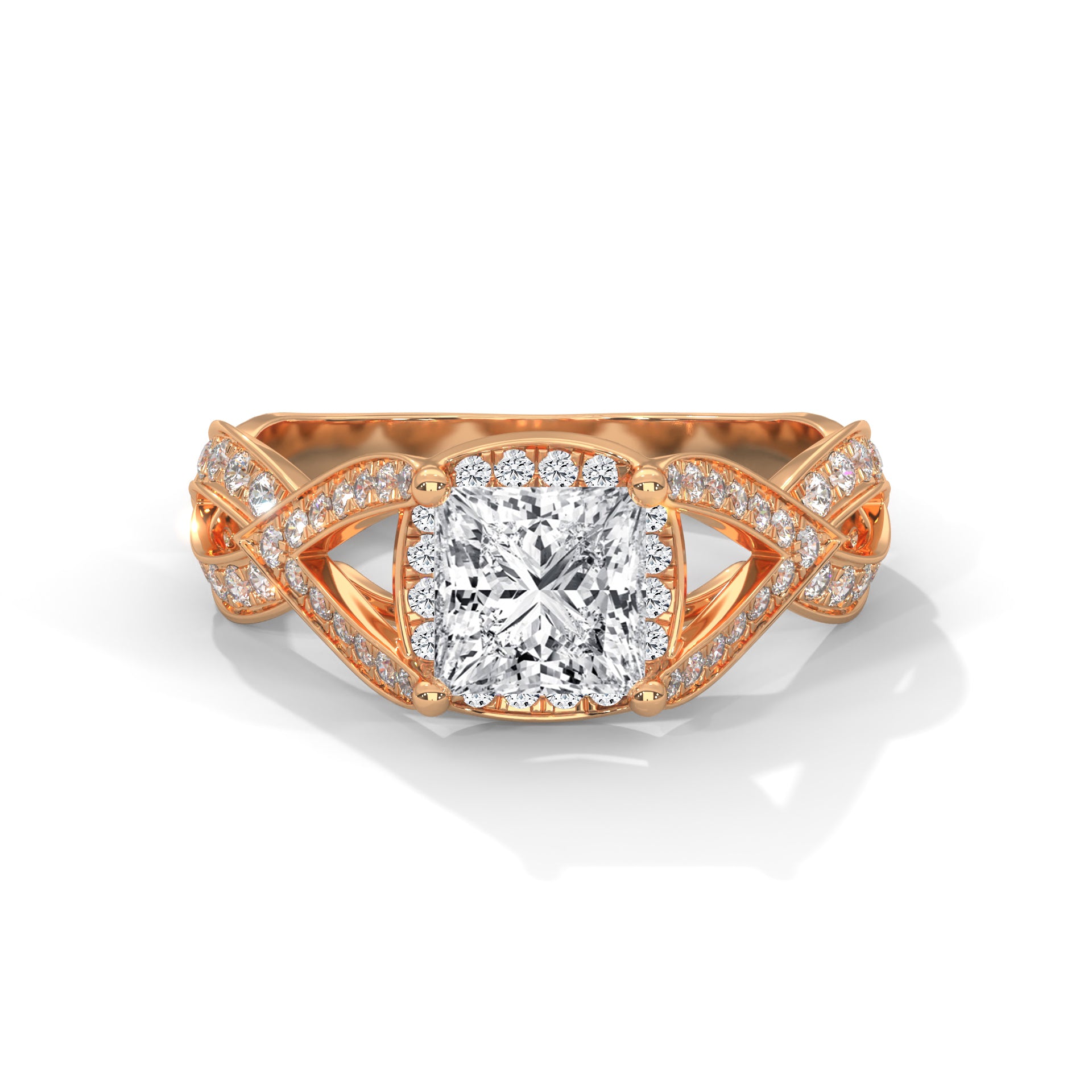 PRINCESS SOLITAIRE WITH ACCENTS ENGAGEMENT DIAMOND RING
