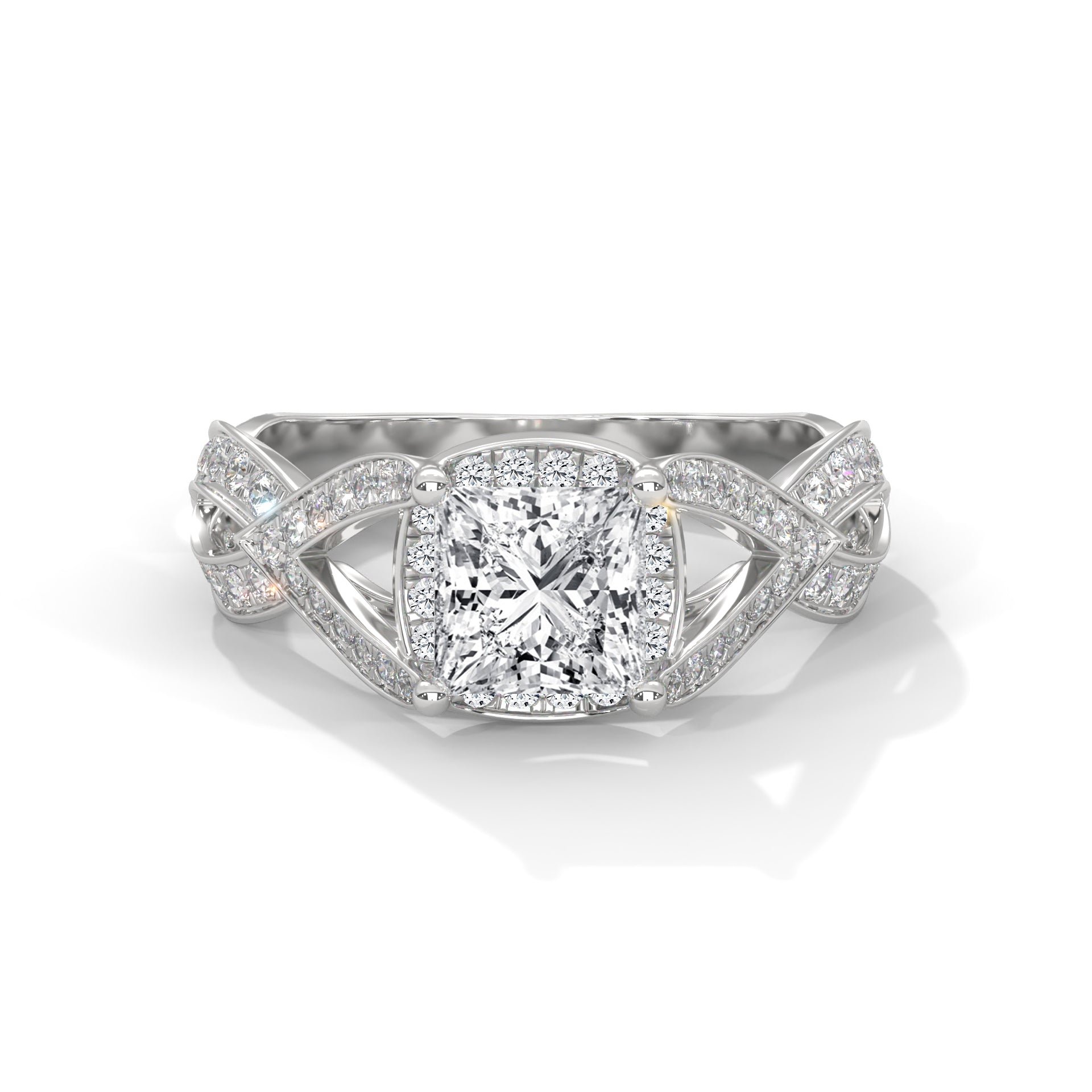 PRINCESS SOLITAIRE WITH ACCENTS ENGAGEMENT DIAMOND RING