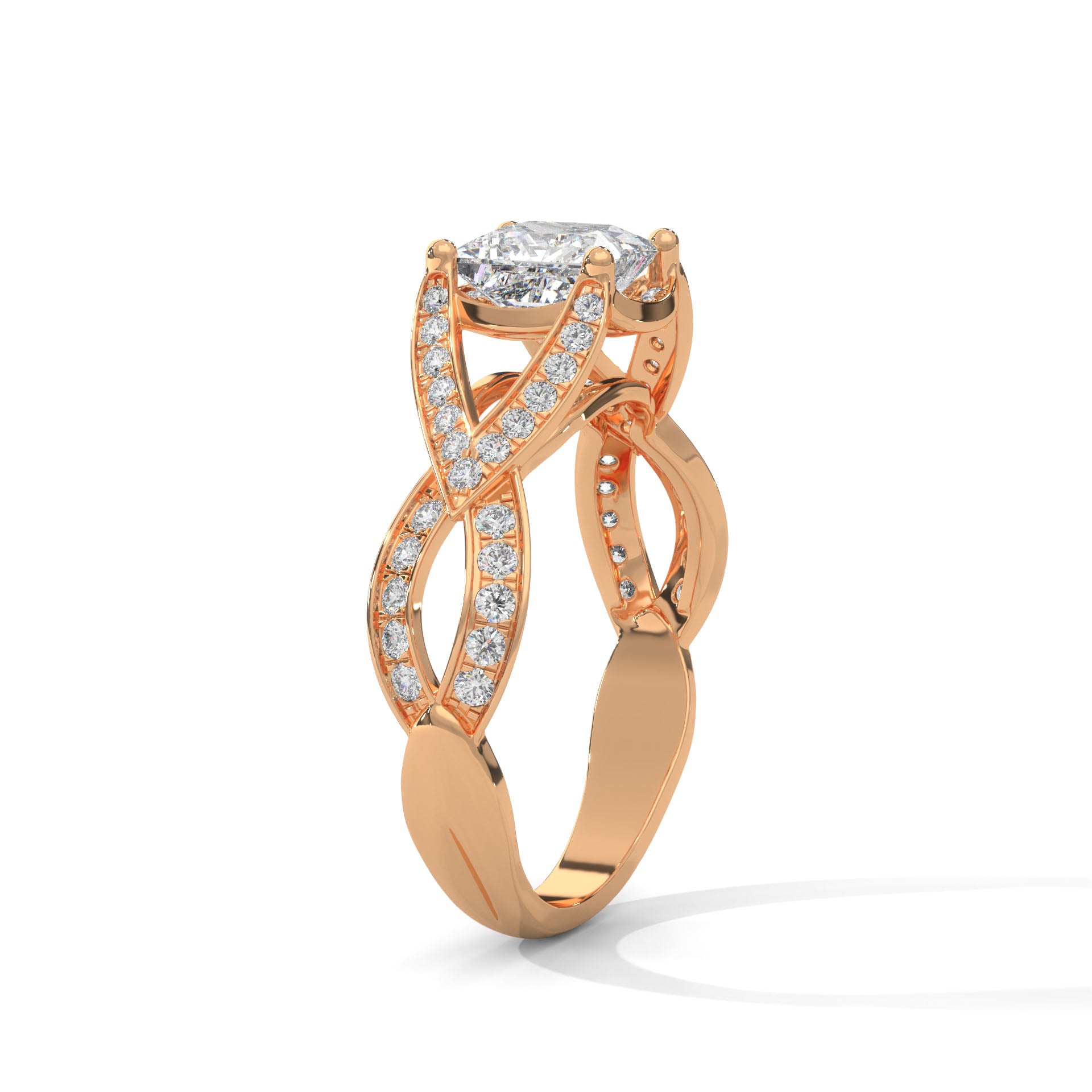 PRINCESS SOLITAIRE WITH ACCENTS ENGAGEMENT DIAMOND RING