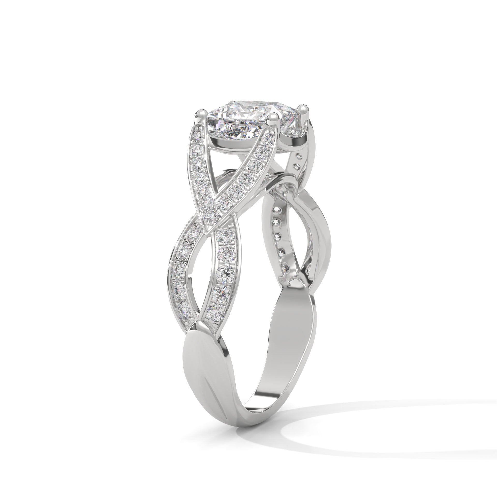 PRINCESS SOLITAIRE WITH ACCENTS ENGAGEMENT DIAMOND RING