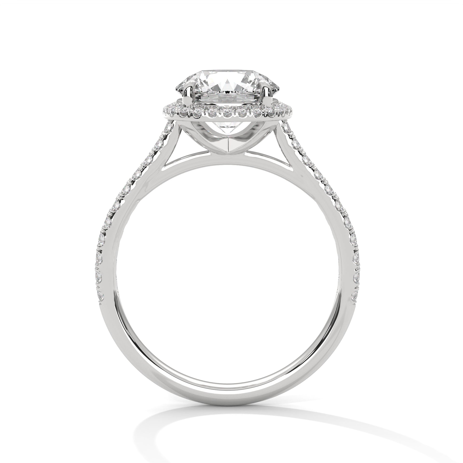 Sunflower Halo Pavé Round Lab Diamond Engagement Ring