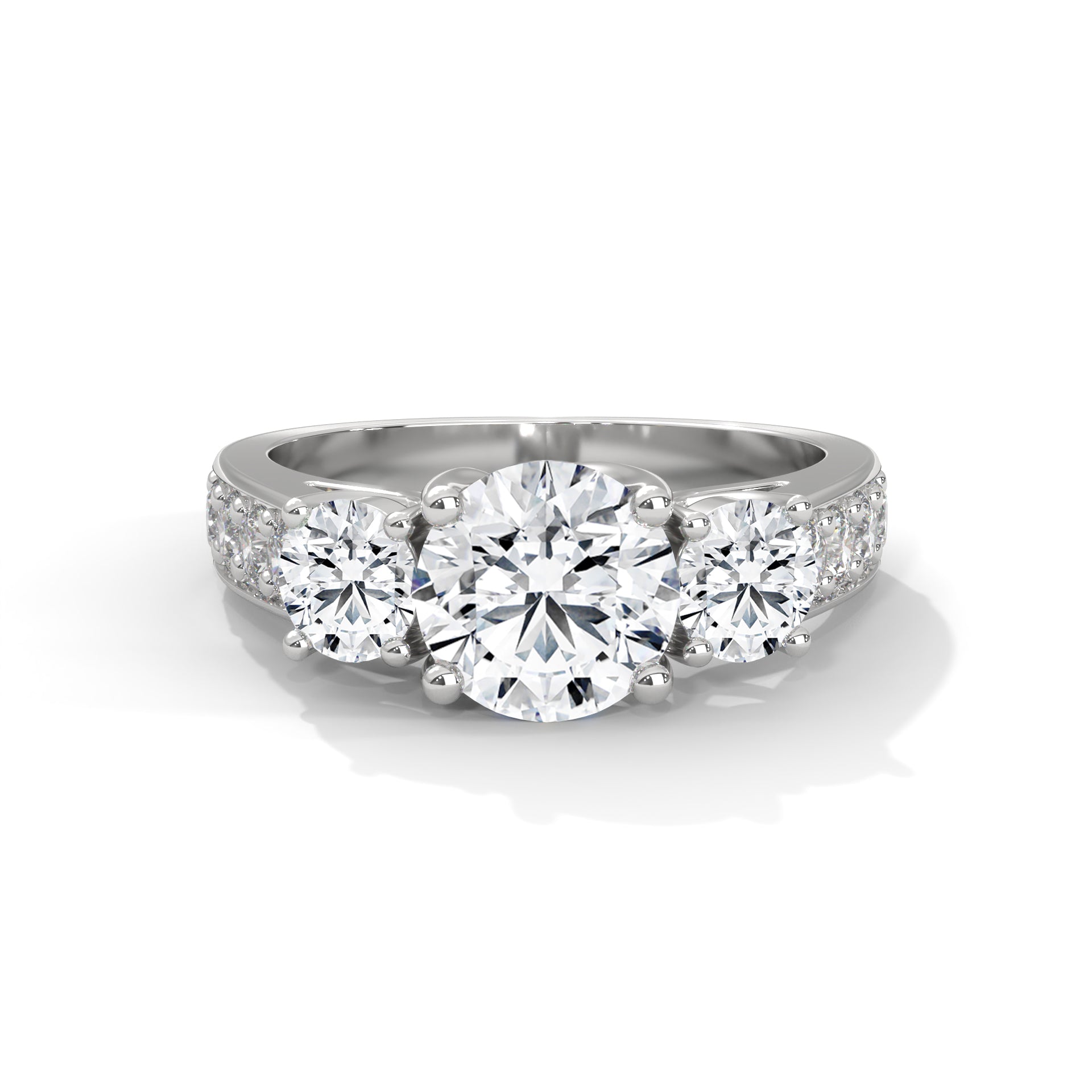 ROUND CUT THREE STONE RING