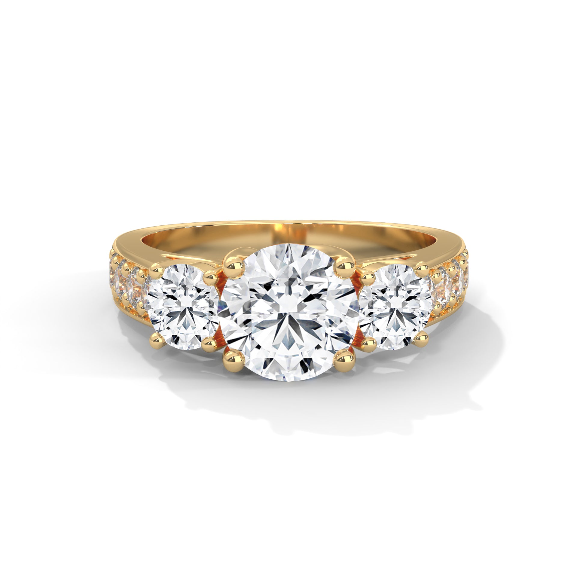 ROUND CUT THREE STONE RING