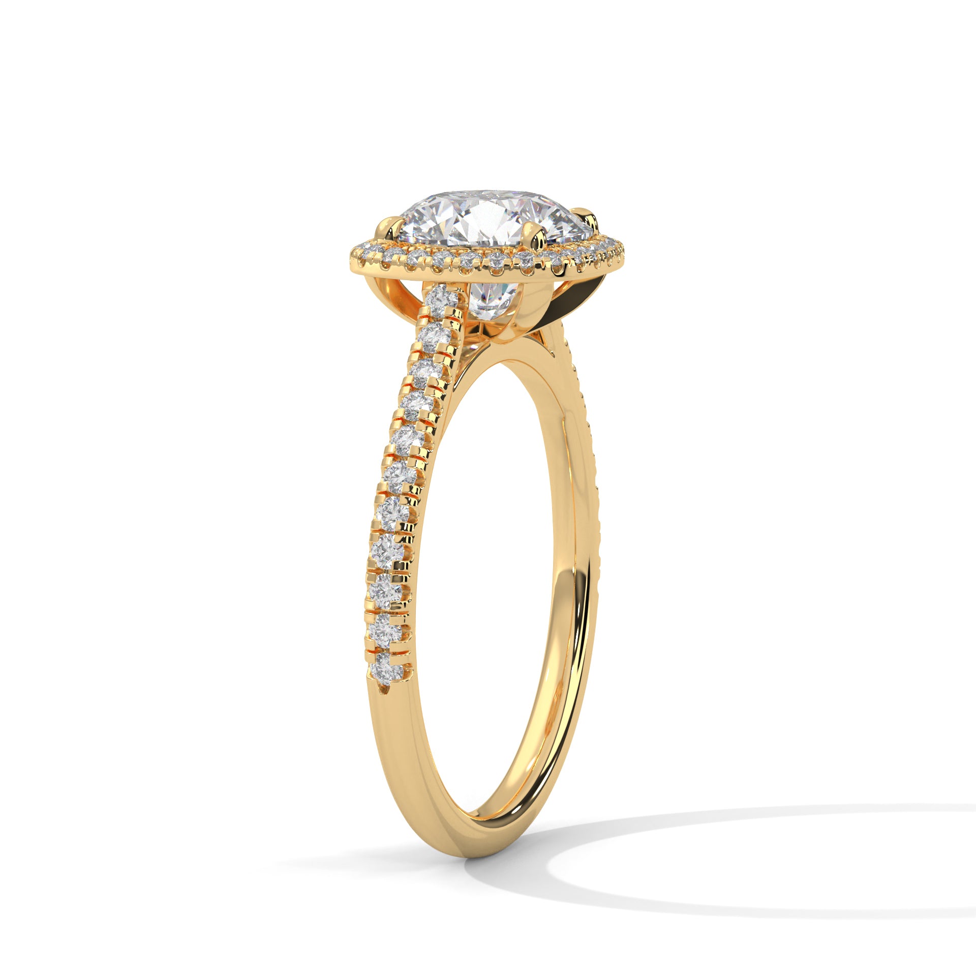 Sunflower Halo Pavé Round Lab Diamond Engagement Ring