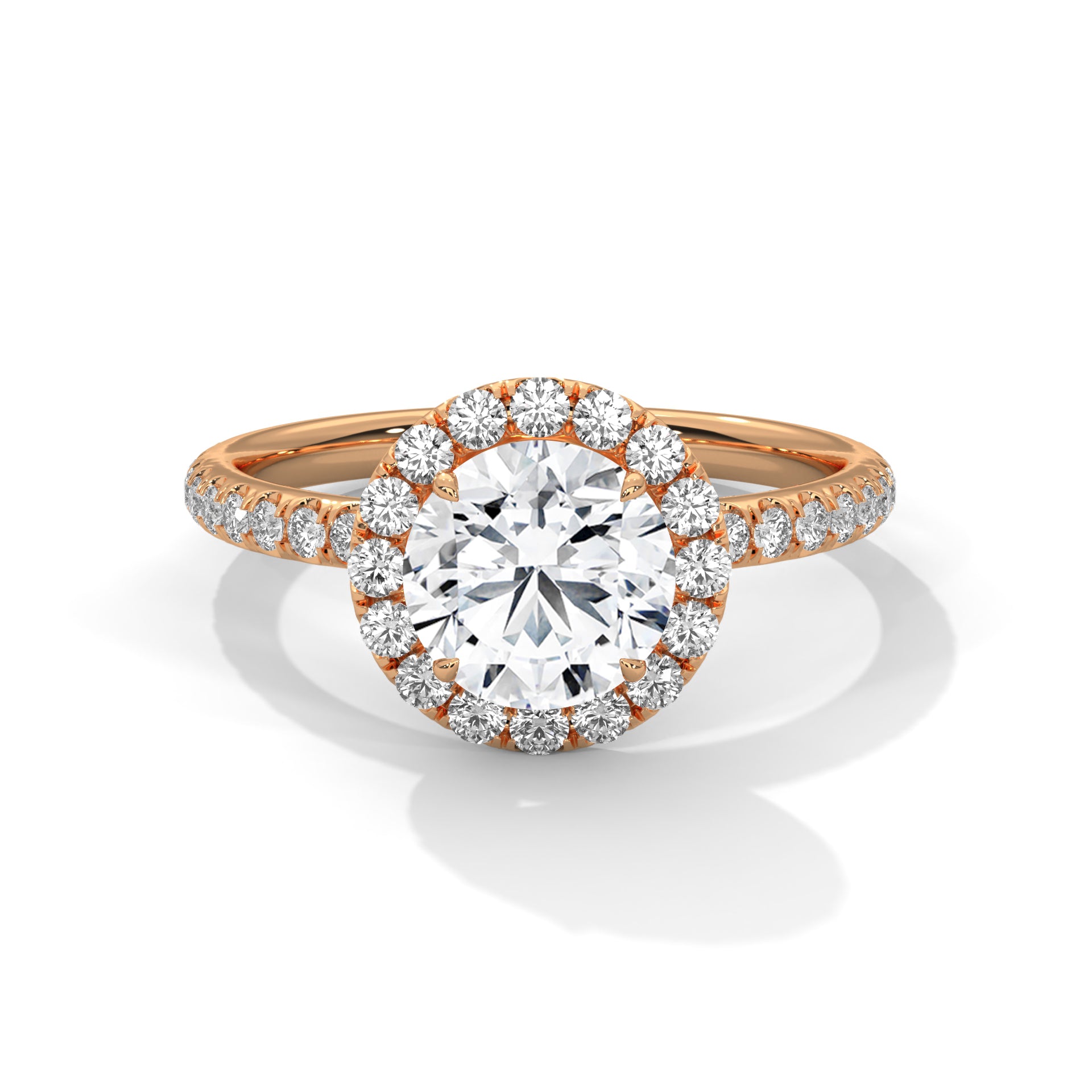 1.30 ROUND SHAPE WITH HALO STONES DIAMOND RING