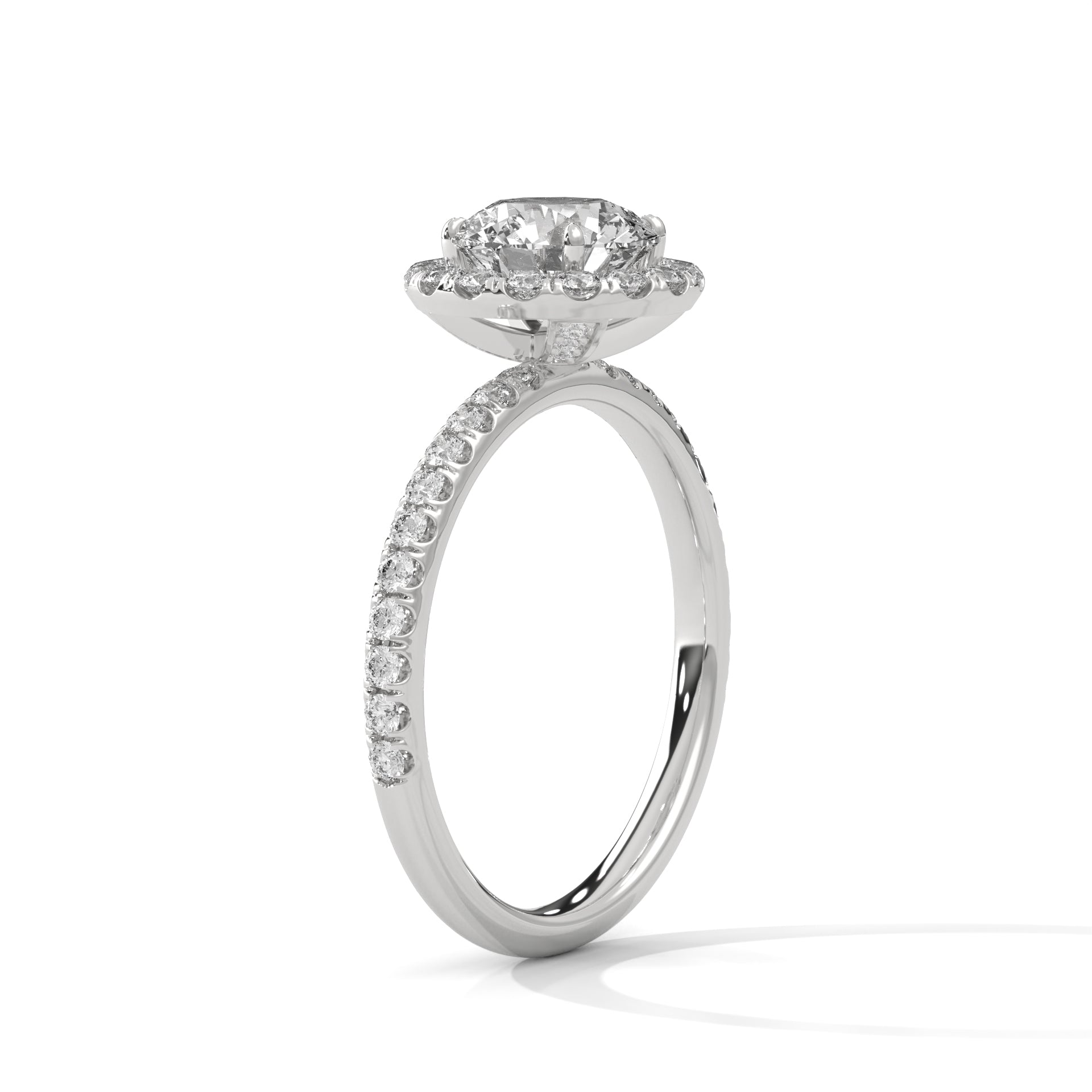 1.30 ROUND SHAPE WITH HALO STONES DIAMOND RING