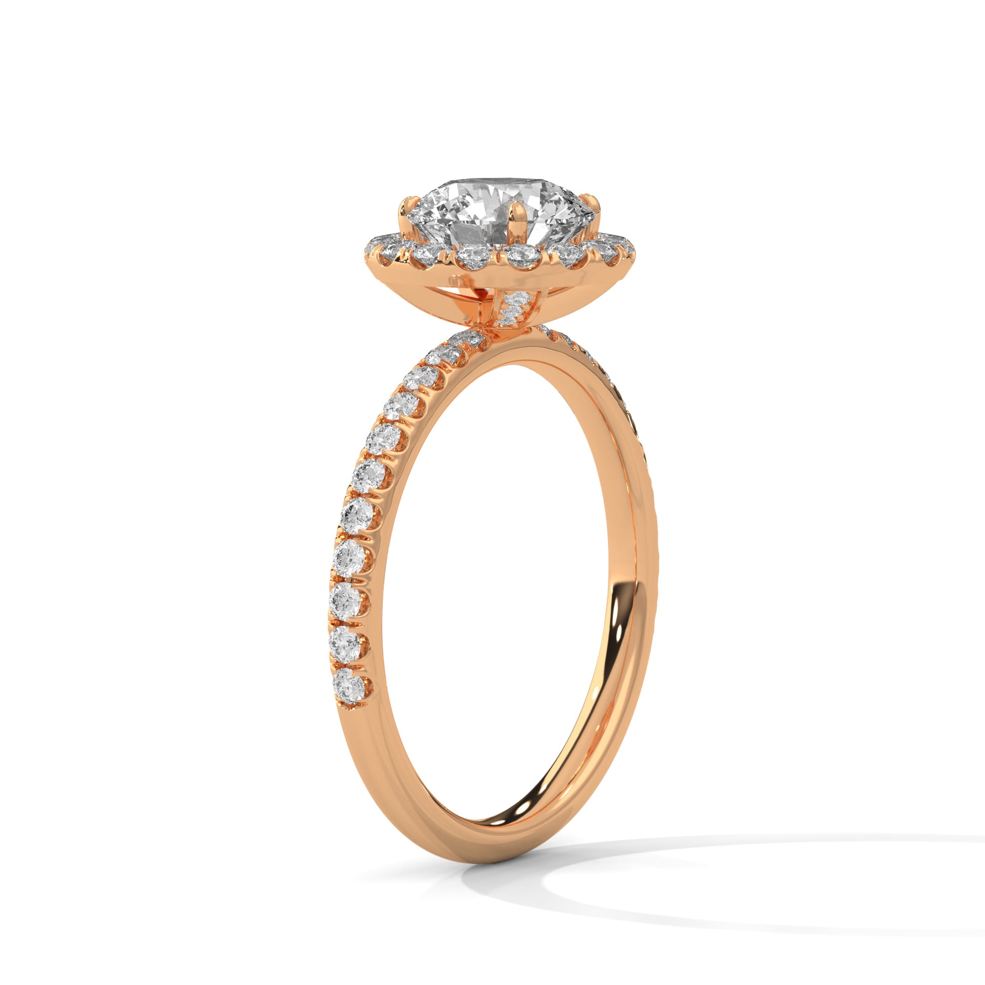 1.30 ROUND SHAPE WITH HALO STONES DIAMOND RING