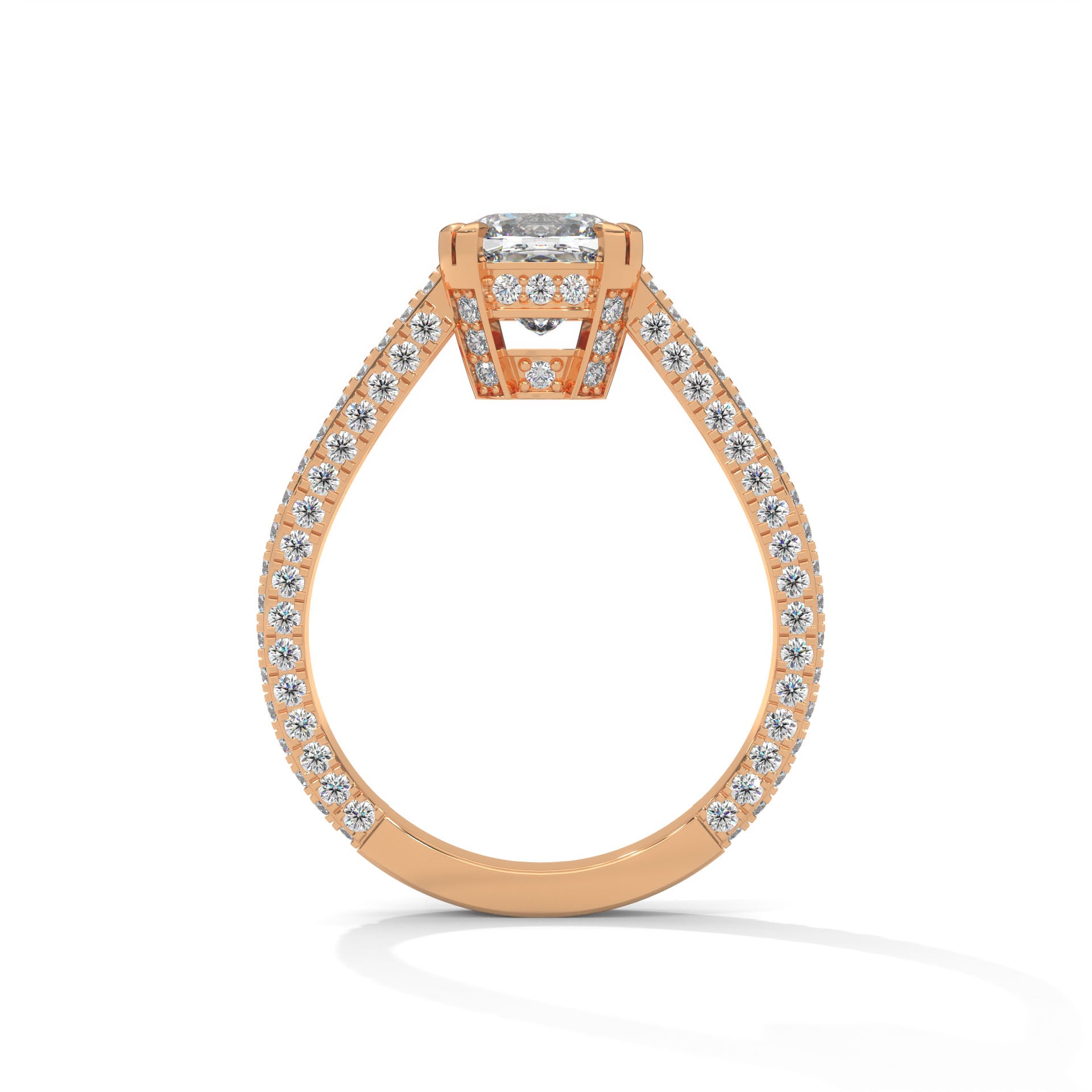 2.00 ctw Cushion Lab Grown Diamond Split Shank Cathedral Style Engagement Ring
