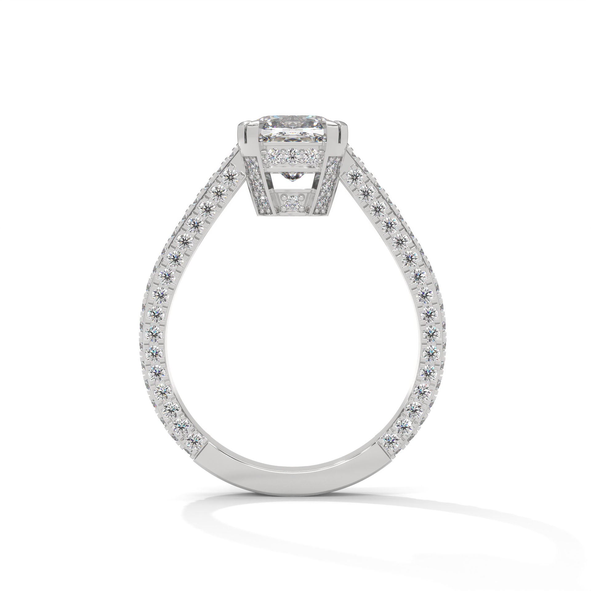 2.00 ctw Cushion Lab Grown Diamond Split Shank Cathedral Style Engagement Ring