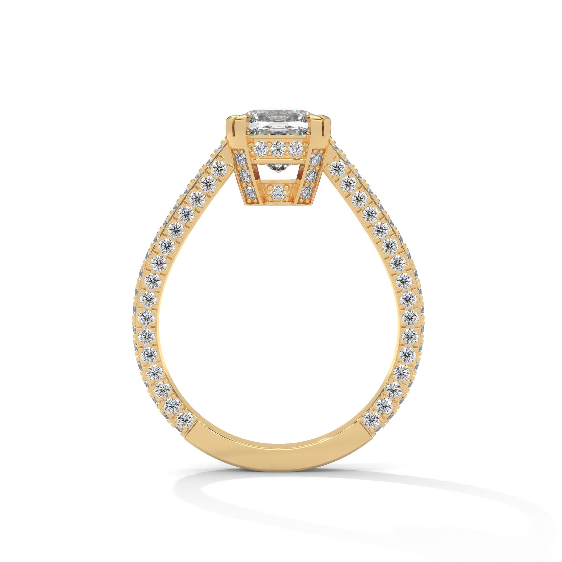 2.00 ctw Cushion Lab Grown Diamond Split Shank Cathedral Style Engagement Ring
