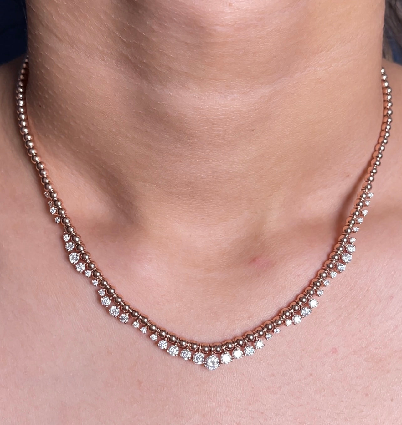 Beaded Brilliance Lab Grown Diamond Tennis Necklace