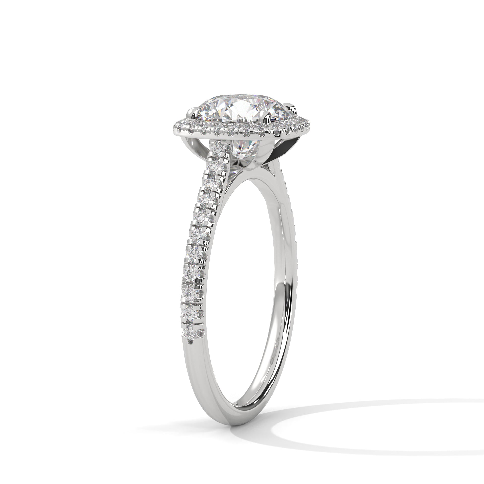 Sunflower Halo Pavé Round Lab Diamond Engagement Ring