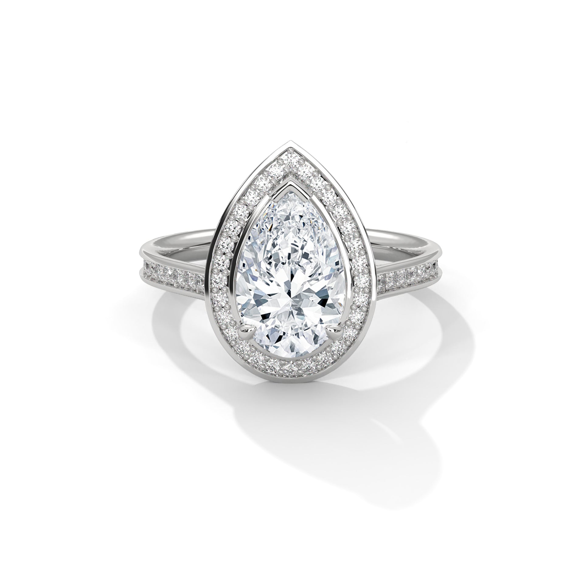 2.00 carat Labgrown Diamond Pear shape with halo Engagement ring