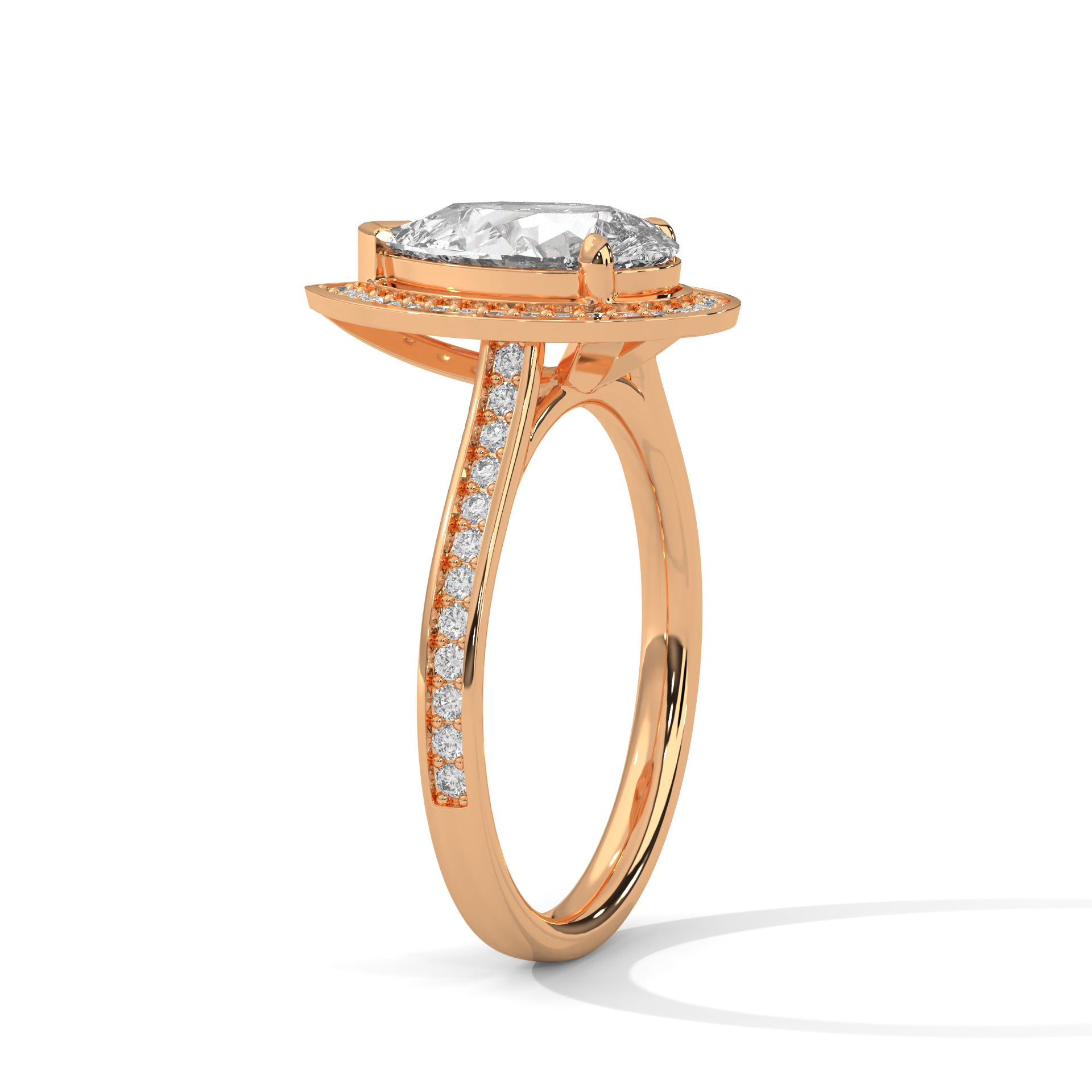 2.00 carat Labgrown Diamond Pear shape with halo Engagement ring