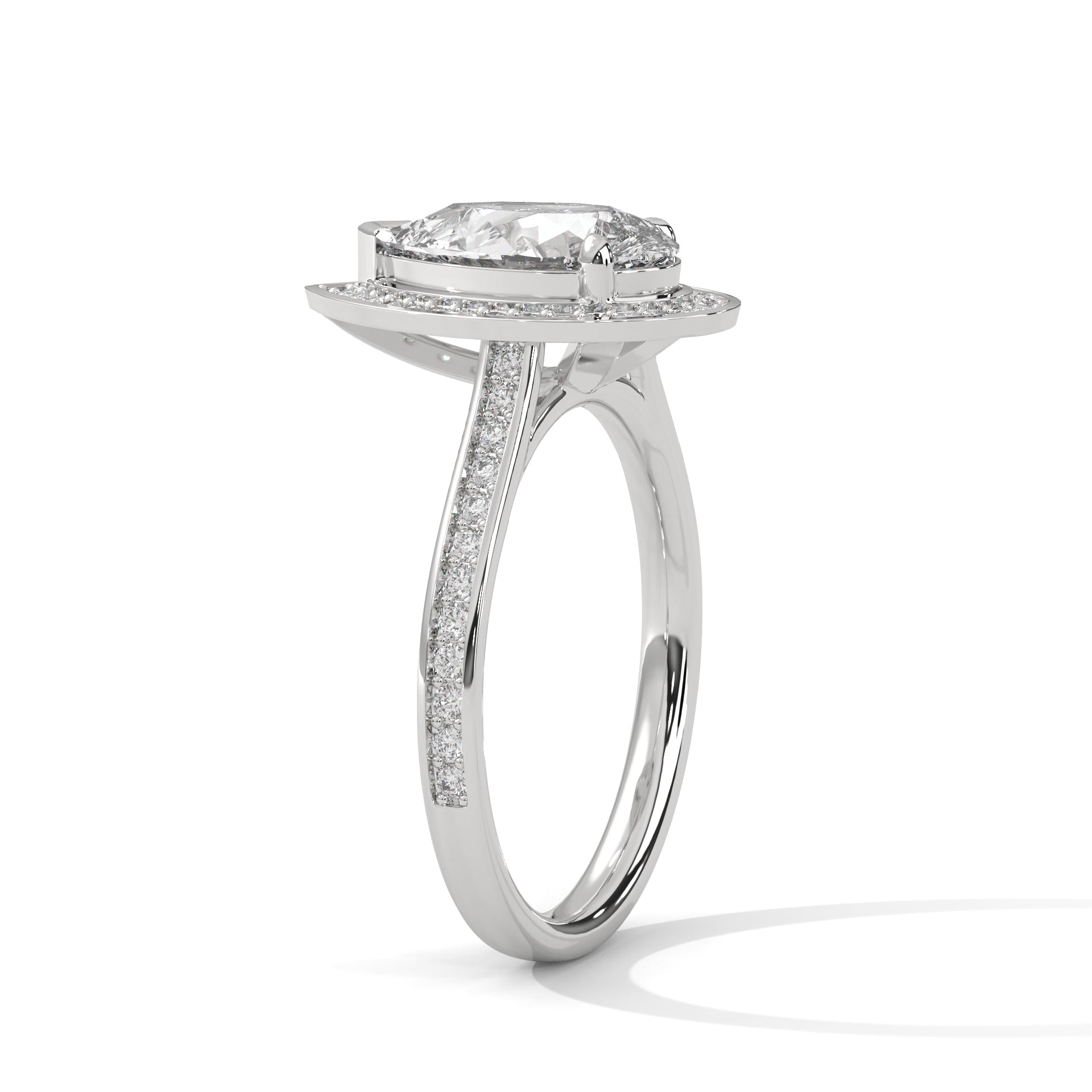 2.00 carat Labgrown Diamond Pear shape with halo Engagement ring