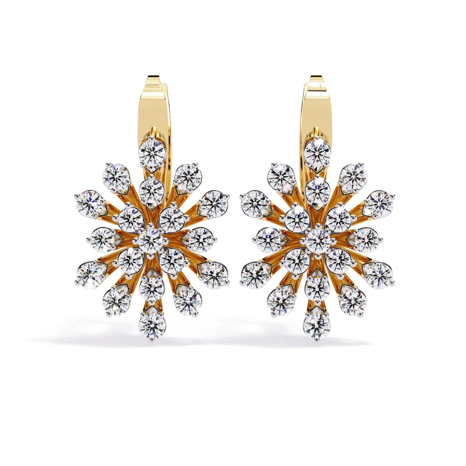 Flower lab grown diamond Fish lock Bali earring | ATYANTA JEWELS