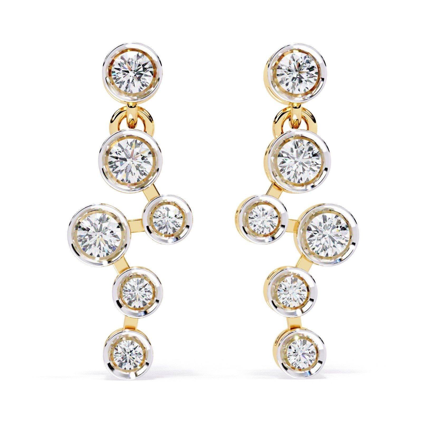 Bazel Setting Round Diamond Dangler Earring | ATYANTA JEWELS