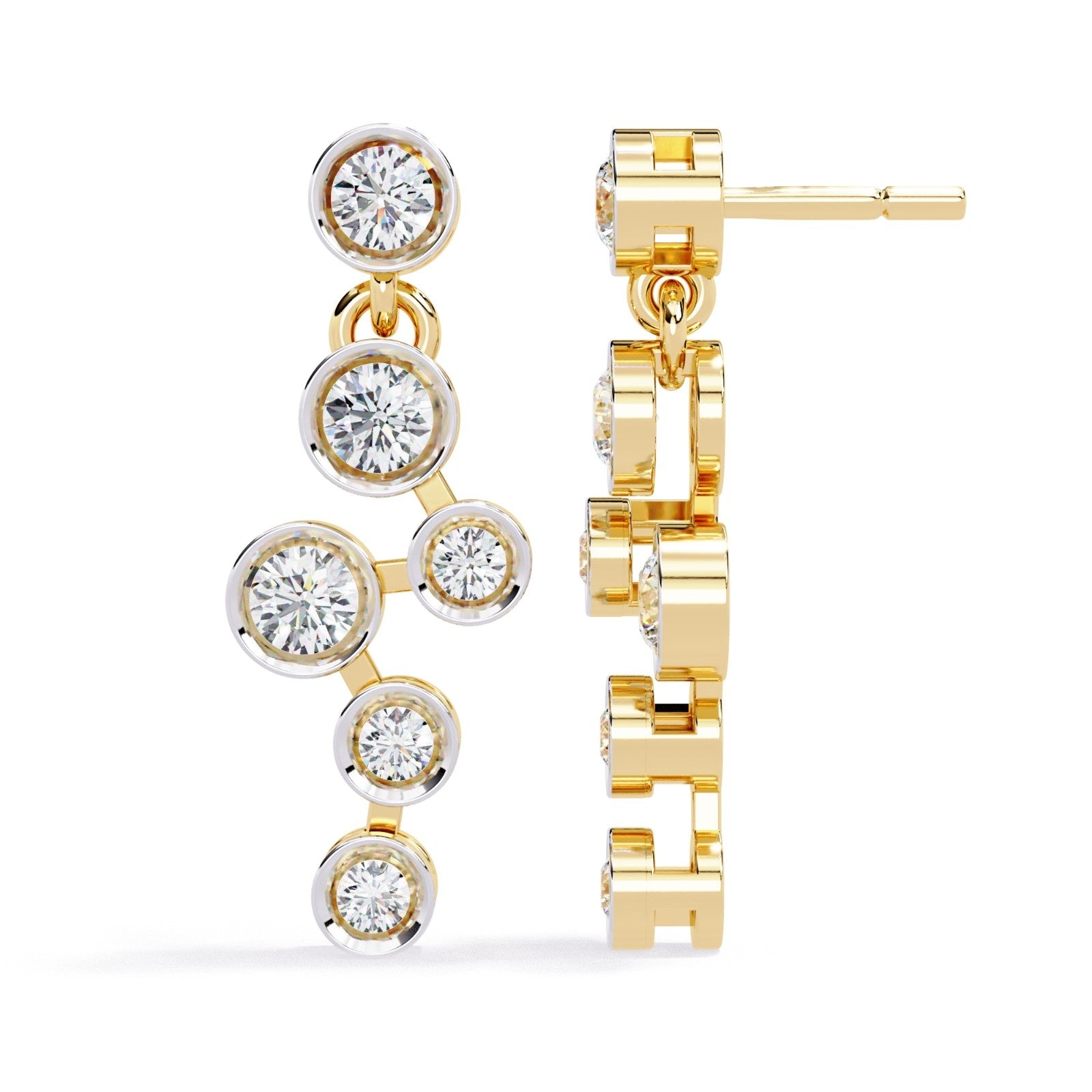 Bazel Setting Round Diamond Dangler Earring | ATYANTA JEWELS