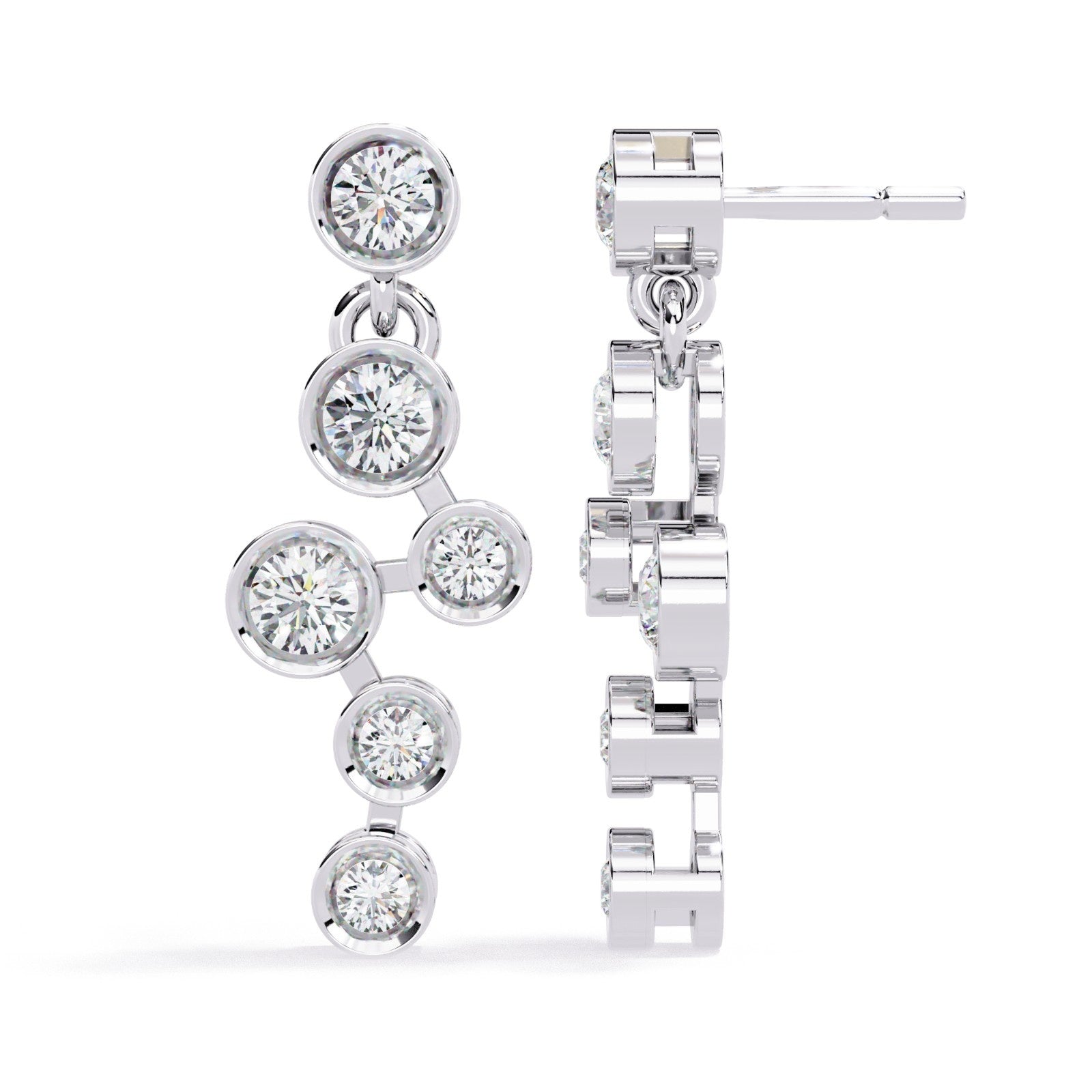 Bazel Setting Round Diamond Dangler Earring | ATYANTA JEWELS