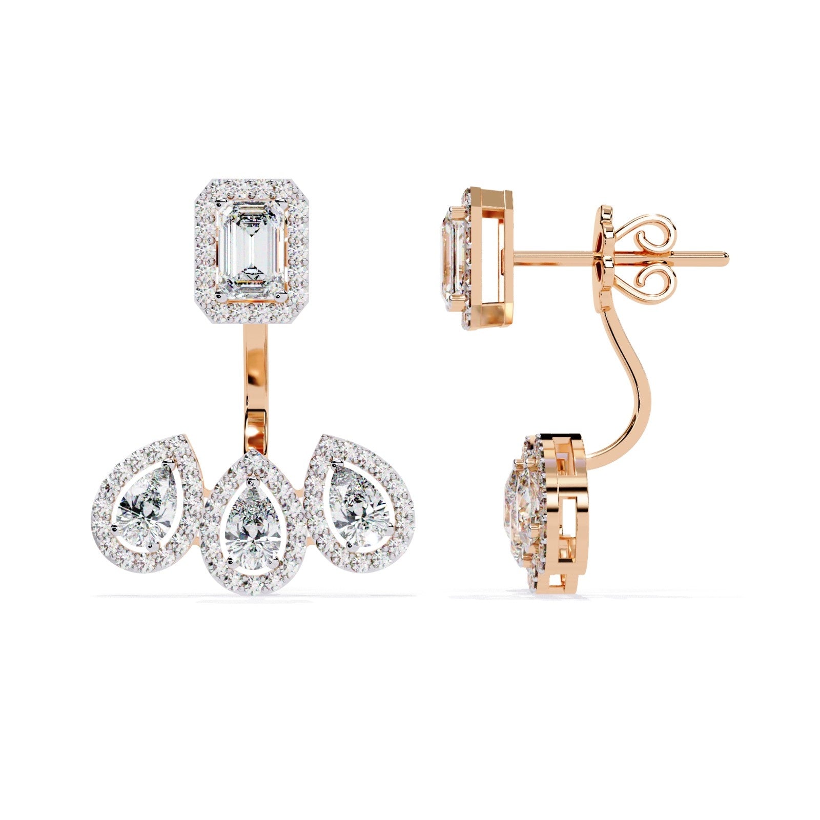 Emerald And Pear Diamond Earrings & Hoops | ATYANTA JEWELS