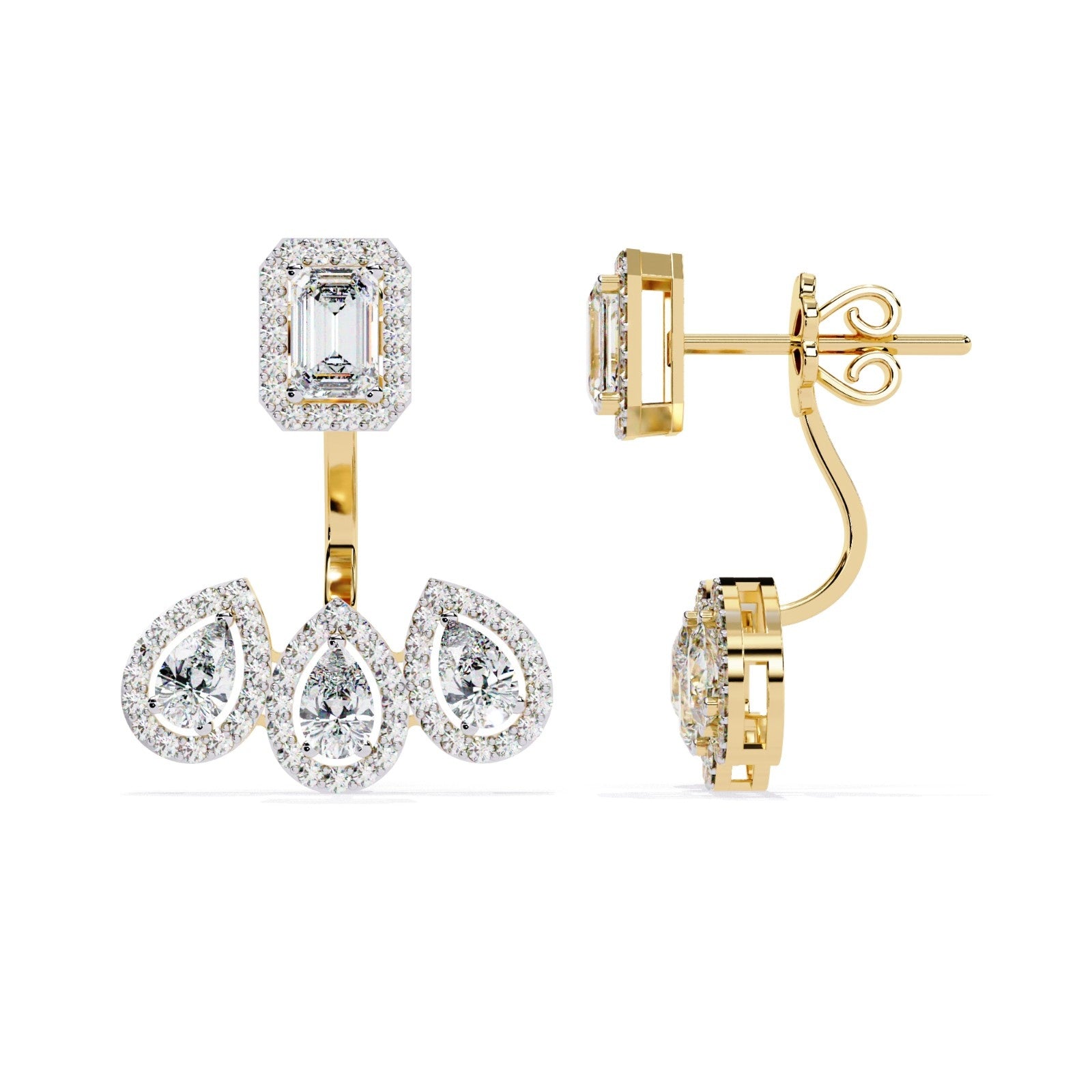 Emerald And Pear Diamond Earrings & Hoops | ATYANTA JEWELS