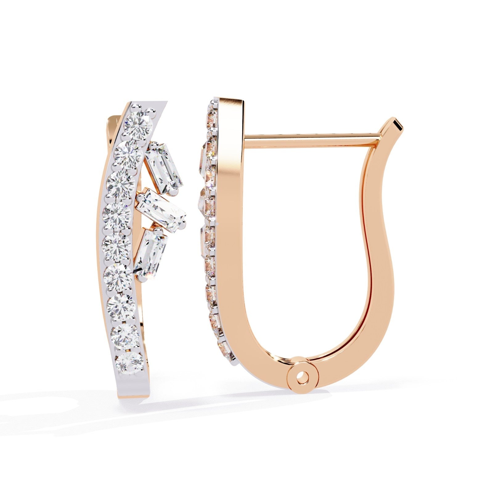 Hoop earrings with Baguette and Round Lab Grown Diamond | ATYANTA JEWELS
