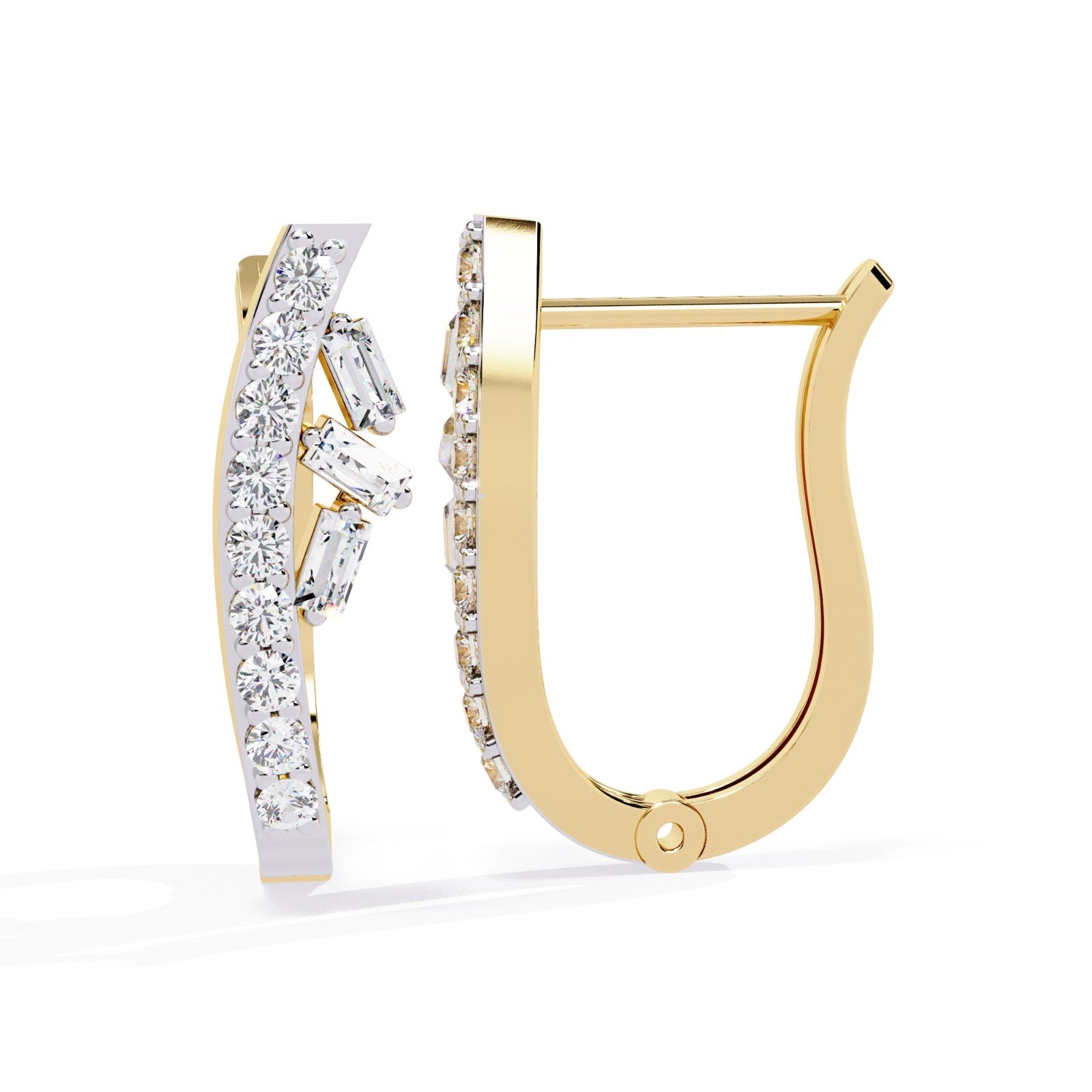 Hoop earrings with Baguette and Round Lab Grown Diamond | ATYANTA JEWELS