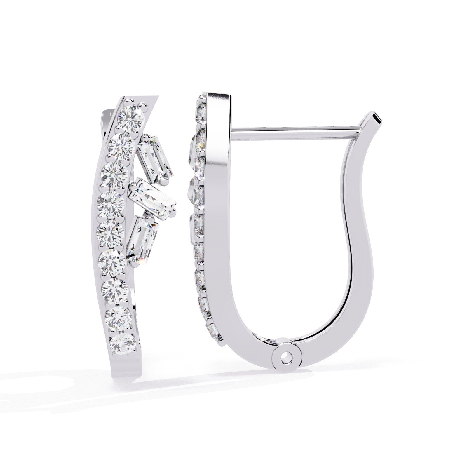 Hoop earrings with Baguette and Round Lab Grown Diamond | ATYANTA JEWELS