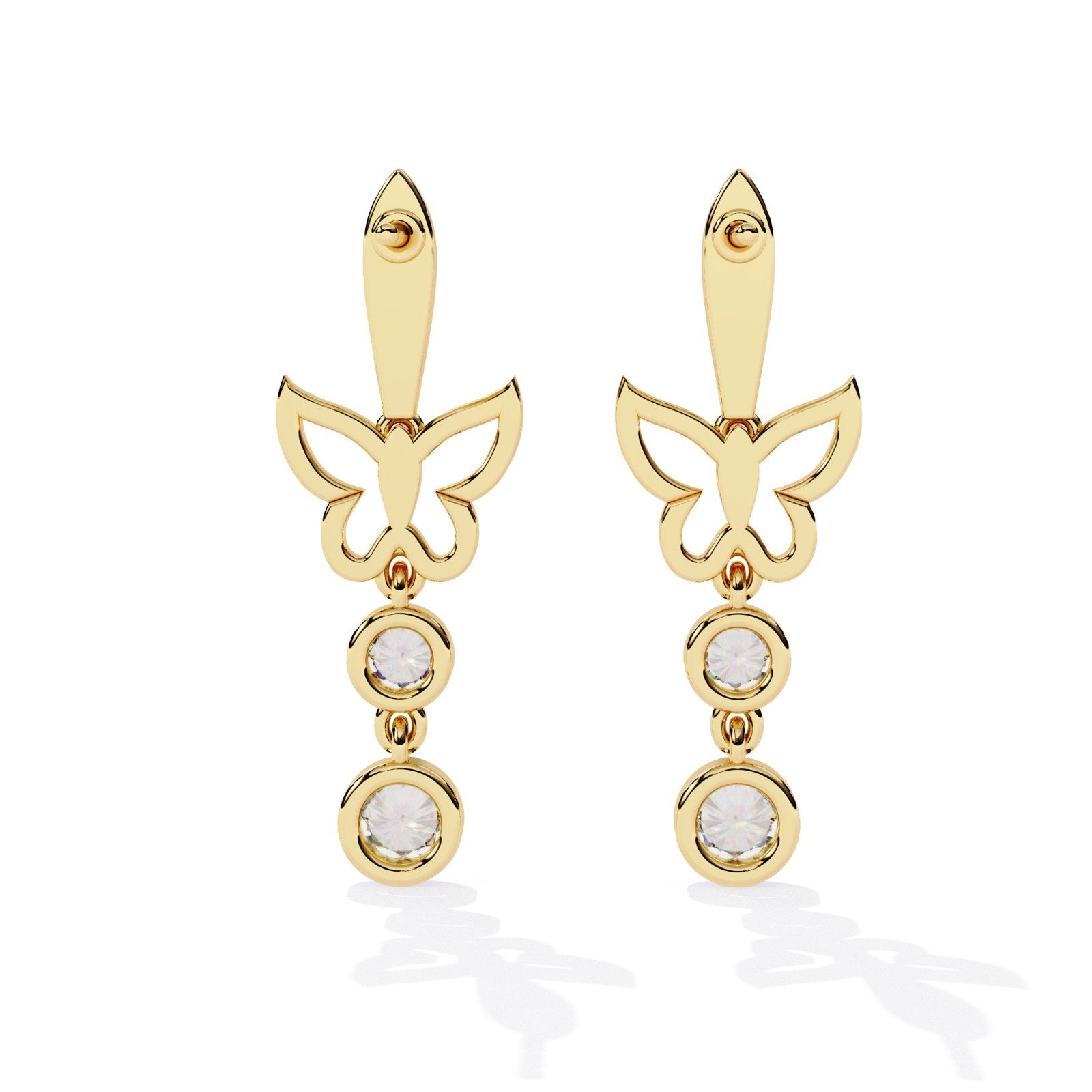Dainty Butterfly Dangle Drop Wedding Earrings | ATYANTA JEWELS