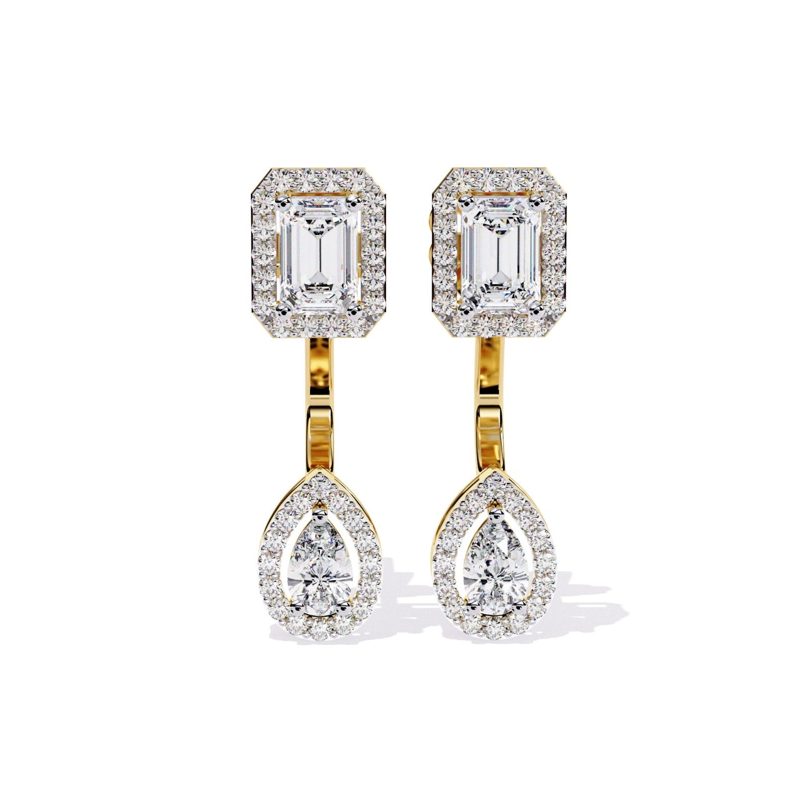 Latest Emerald and pear Shape Lab Grown Diamond Earrings | ATYANTA JEWELS