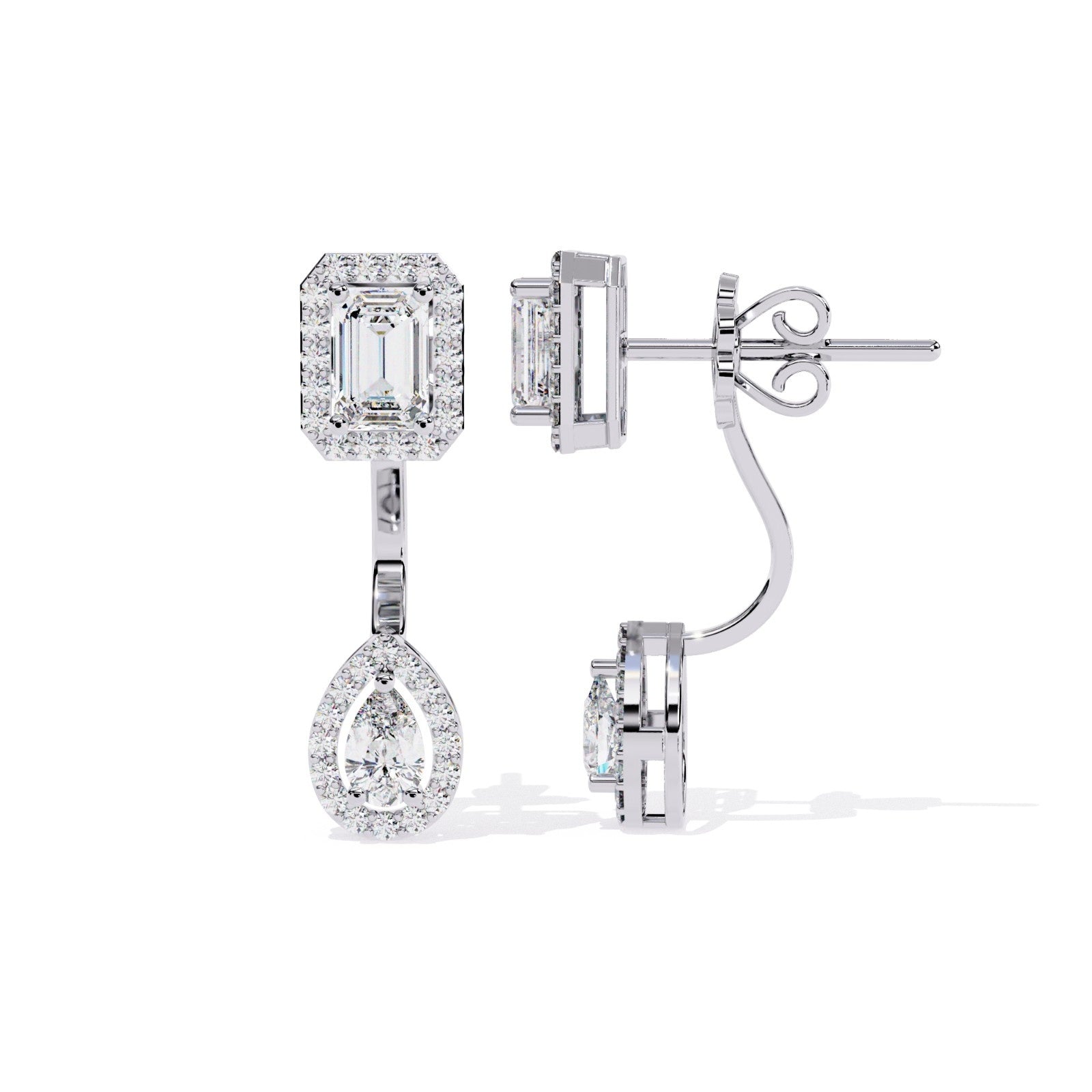 Latest Emerald and pear Shape Lab Grown Diamond Earrings | ATYANTA JEWELS