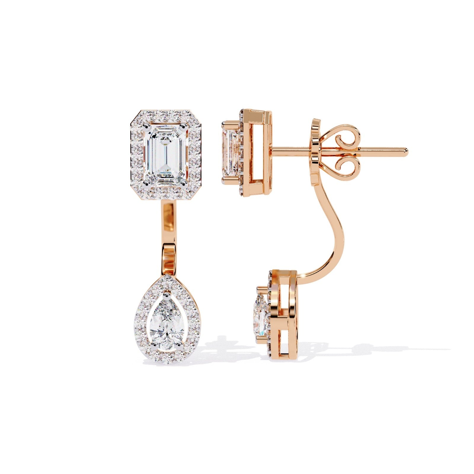 Latest Emerald and pear Shape Lab Grown Diamond Earrings | ATYANTA JEWELS