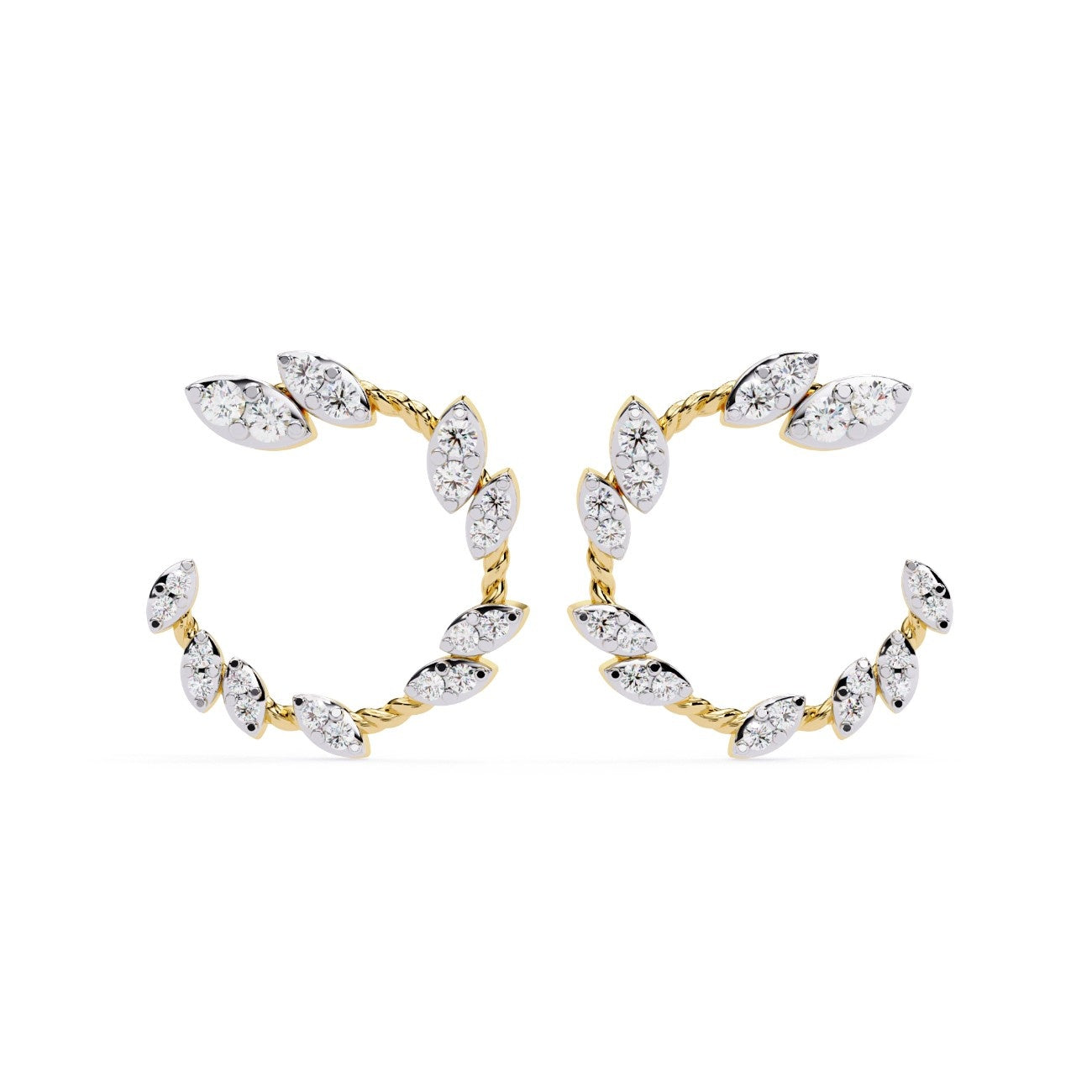 Round Lab grown diamond on Marquise-shaped Earrings | ATYANTA JEWELS