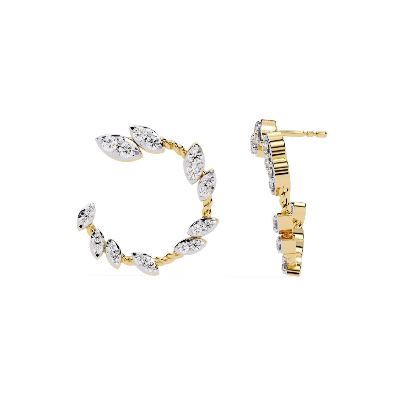 Round Lab grown diamond on Marquise-shaped Earrings | ATYANTA JEWELS