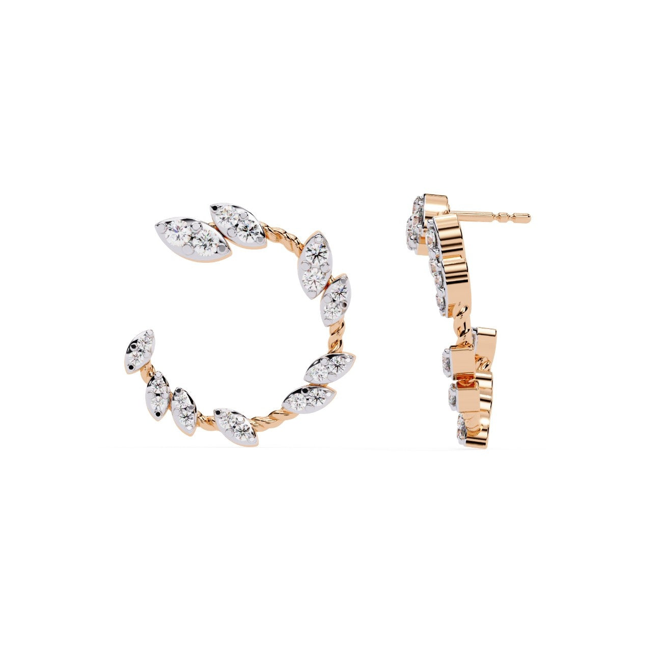 Round Lab grown diamond on Marquise-shaped Earrings | ATYANTA JEWELS