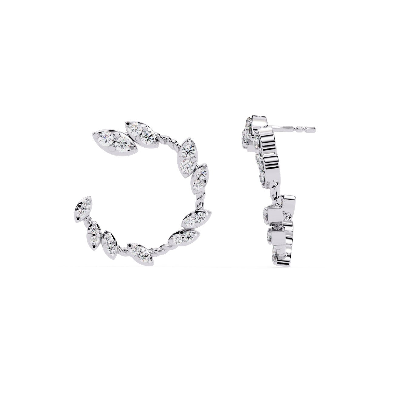 Round Lab grown diamond on Marquise-shaped Earrings | ATYANTA JEWELS