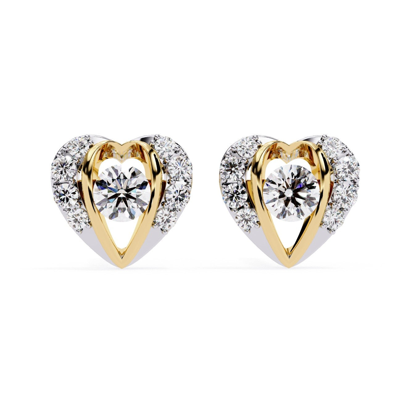 Adeline Heart Shaped Round Diamond Earrings | ATYANTA JEWELS