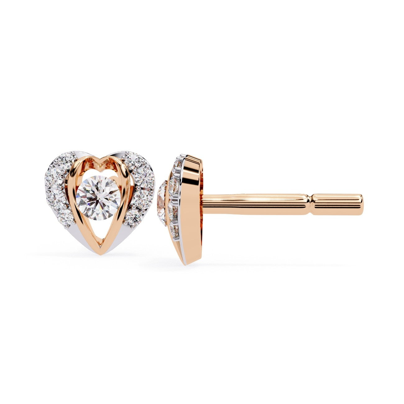 Adeline Heart Shaped Round Diamond Earrings | ATYANTA JEWELS