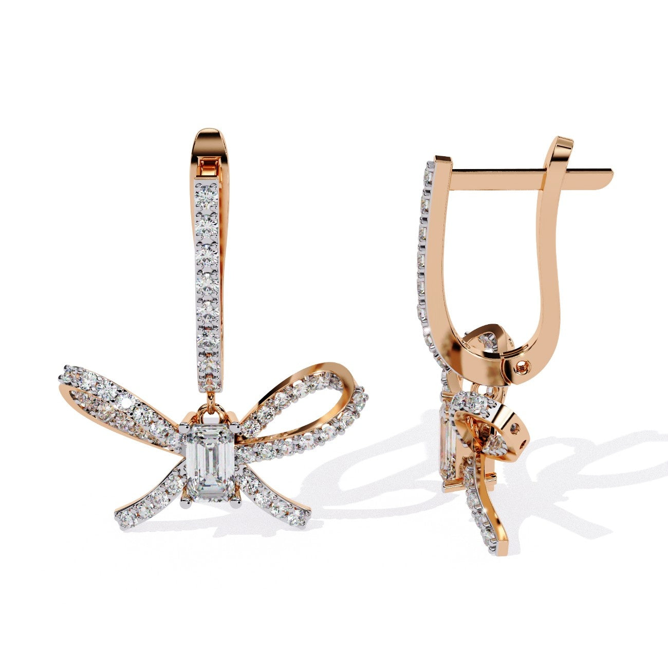 Radiant Ribbon Labgrown Diamond Earrings | ATYANTA JEWELS