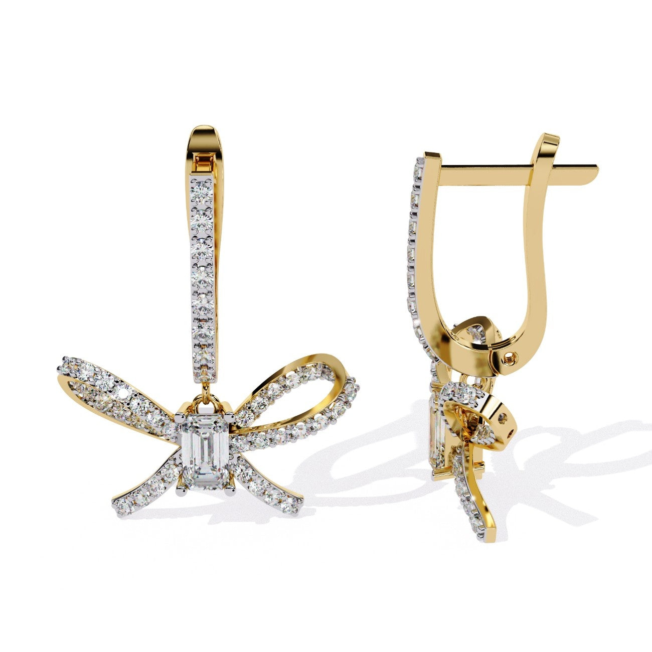Radiant Ribbon Labgrown Diamond Earrings | ATYANTA JEWELS
