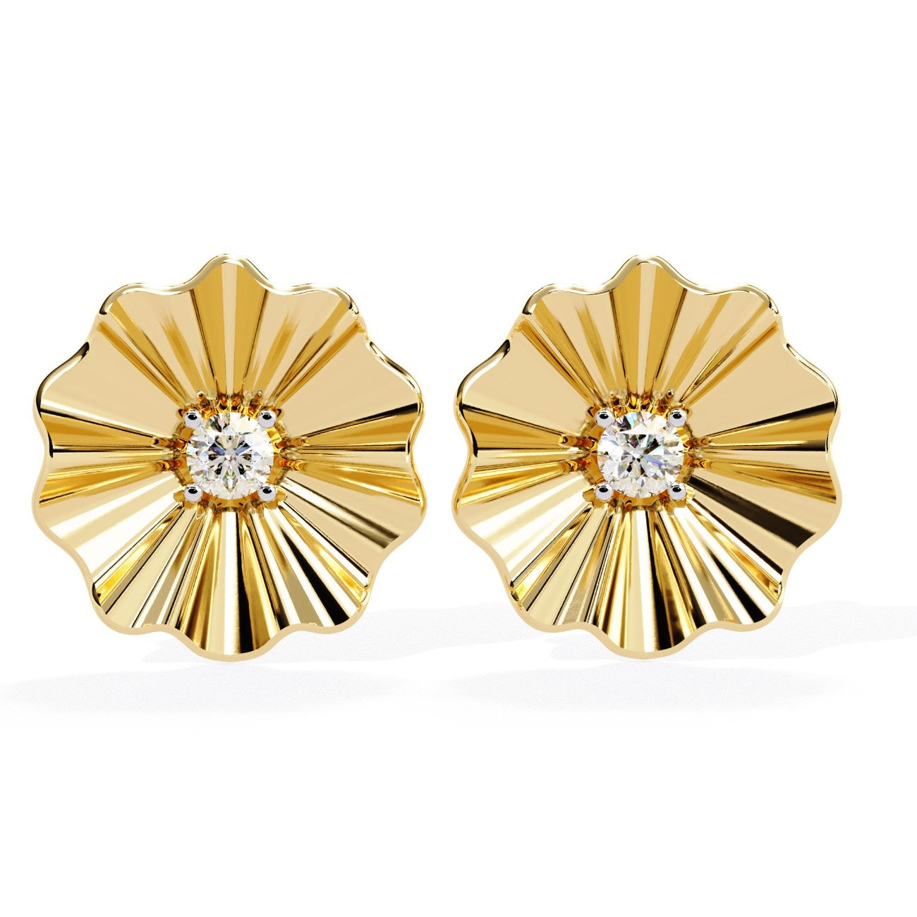 Floral Gold Essence Labgrown Diamond Earrings | ATYANTA JEWELS