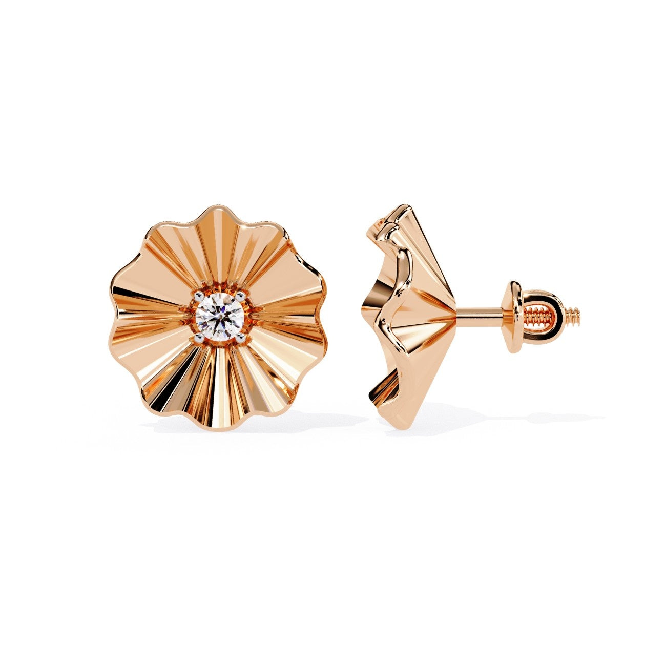 Floral Gold Essence Labgrown Diamond Earrings | ATYANTA JEWELS