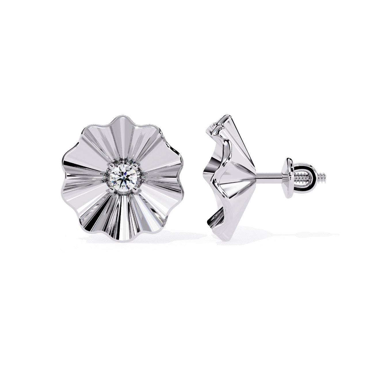 Floral Gold Essence Labgrown Diamond Earrings | ATYANTA JEWELS