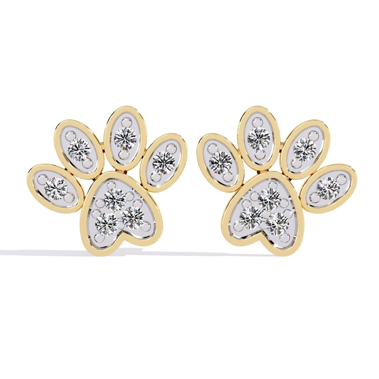 Paw Print Labgrown Diamond Earrings | ATYANTA JEWELS