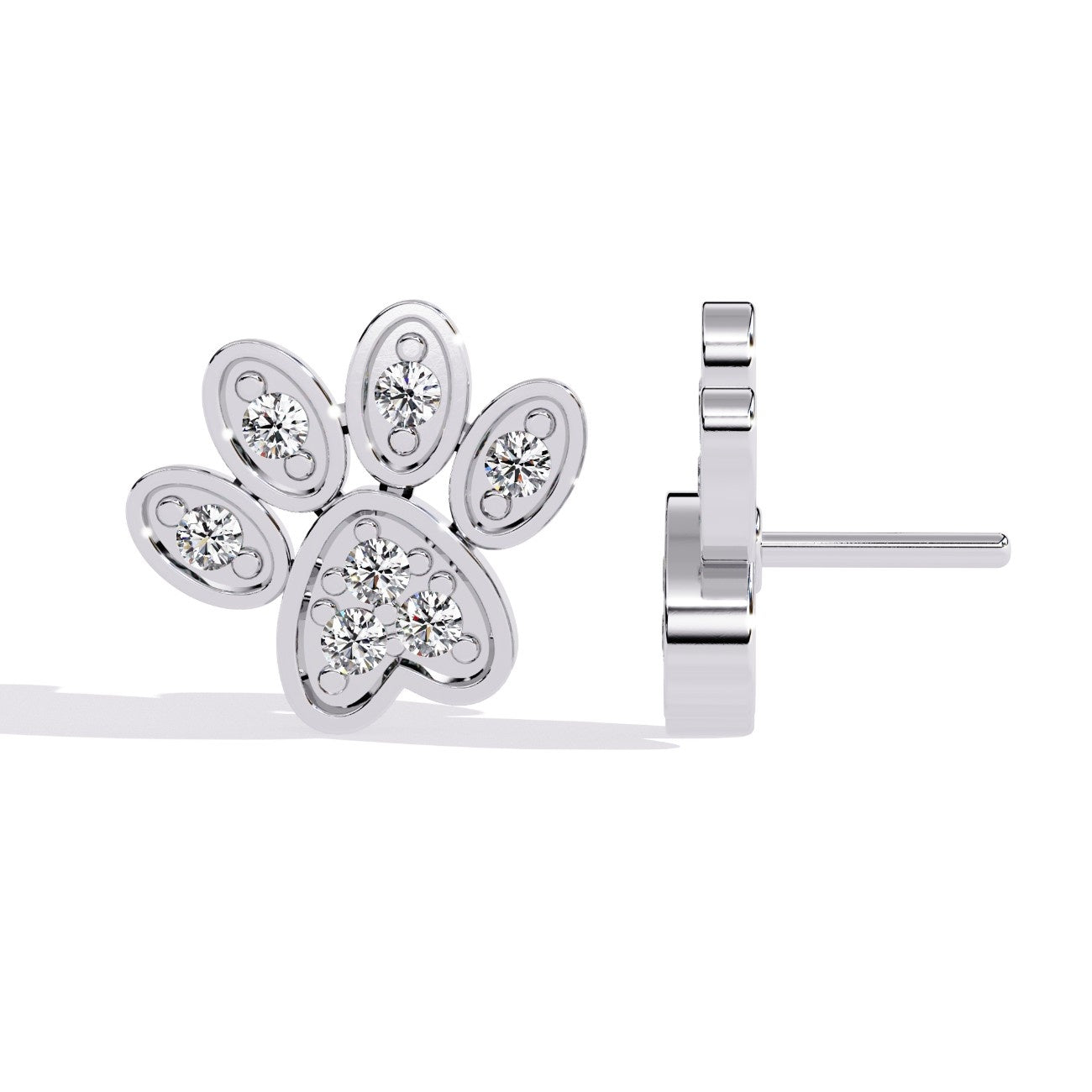 Paw Print Labgrown Diamond Earrings | ATYANTA JEWELS