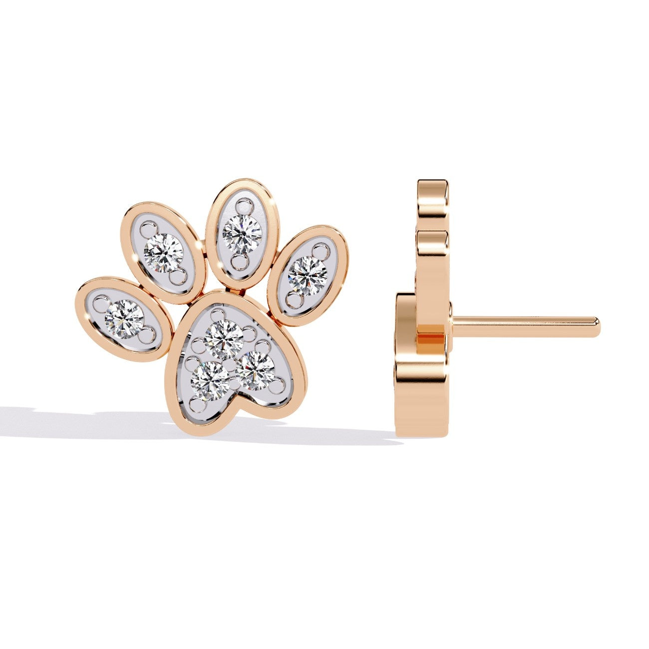 Paw Print Labgrown Diamond Earrings | ATYANTA JEWELS