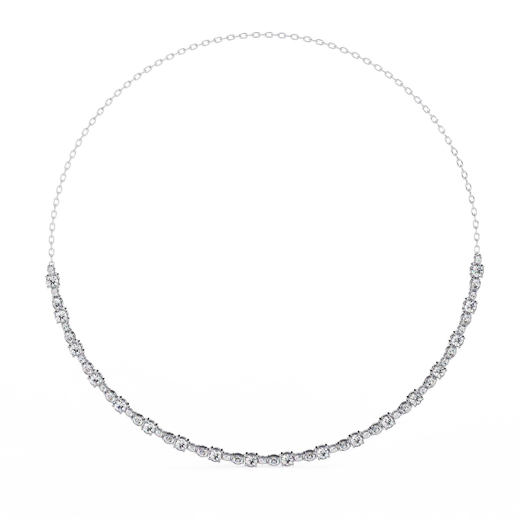 ROUND AND OVAL SHAPE TENNIS NECKLACE