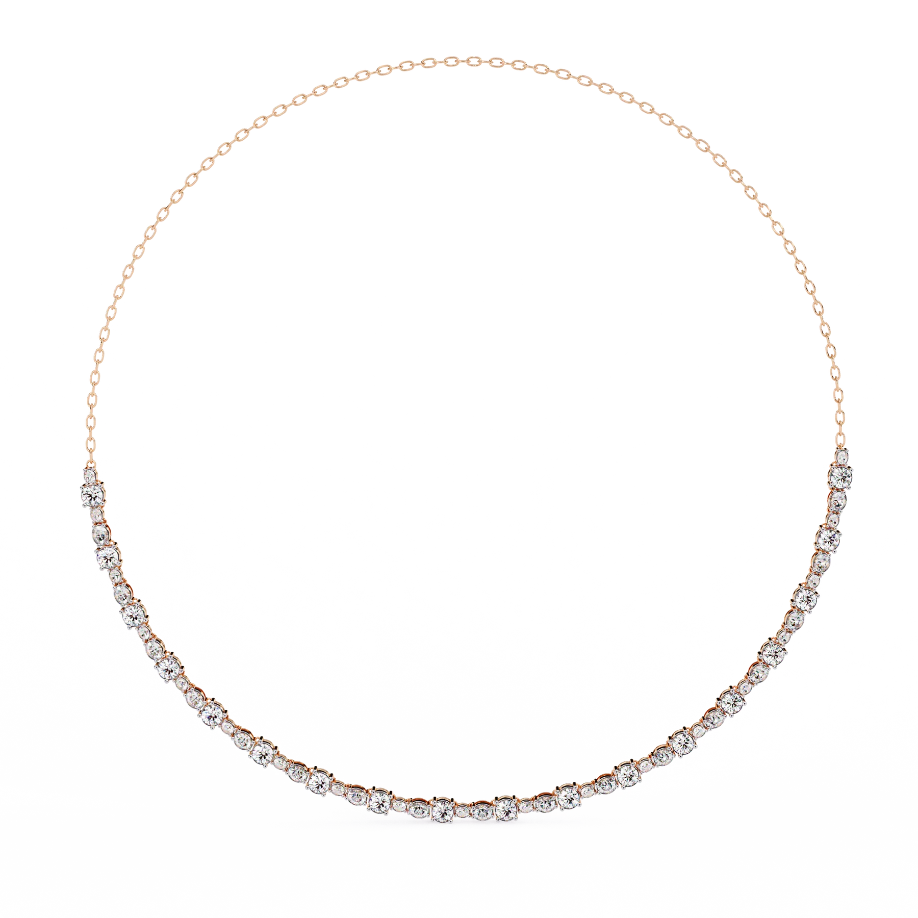 ROUND AND OVAL SHAPE TENNIS NECKLACE