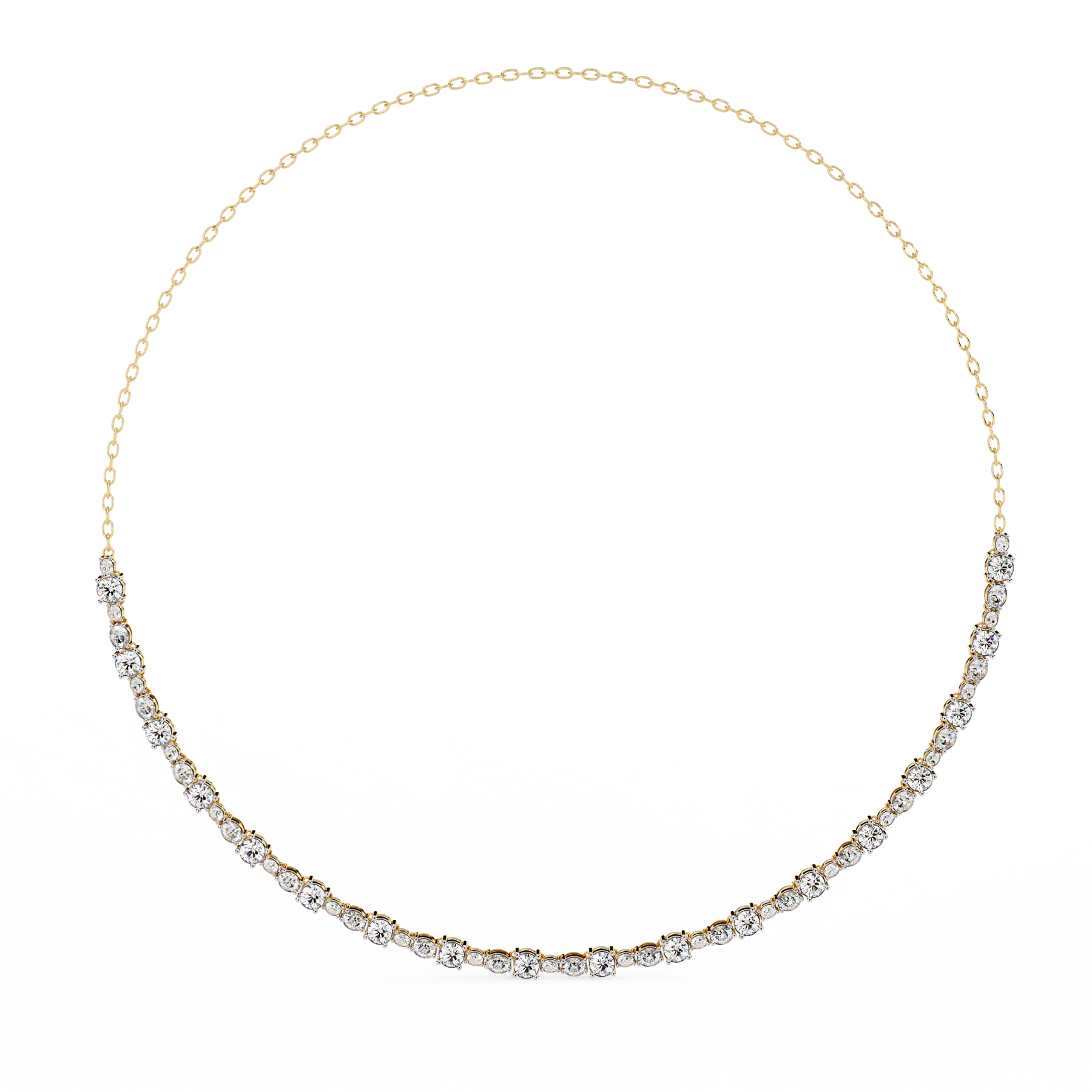 ROUND AND OVAL SHAPE TENNIS NECKLACE