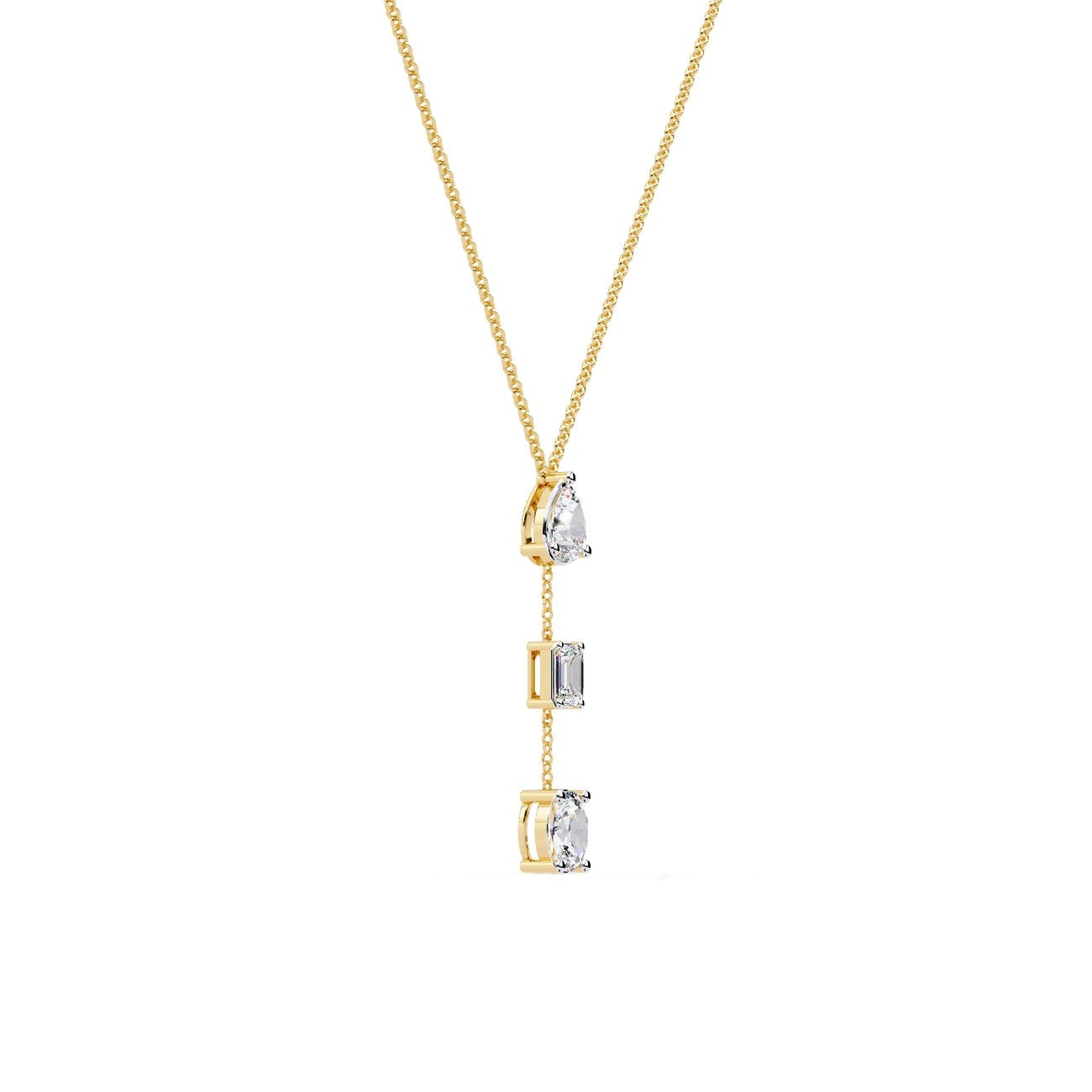 Tri Lab Grown Diamond Drop Necklace & Pendent